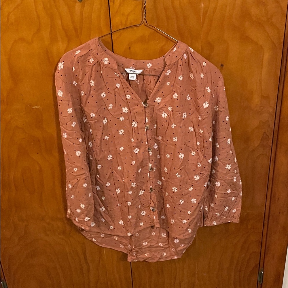 Sonoma Rust Floral Blouse